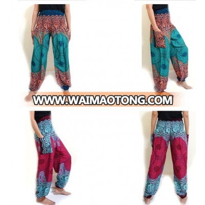 oriental fisherman thai style VTG RETRO INDIE HIPPIE boho pants yoga pants harem pants Mandala floral artprint