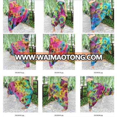 Hippy Boho Trousers handmade tie dye color belly dance baggy HAREM PANTS 2 IN 1 JUMPSUITS PLUS